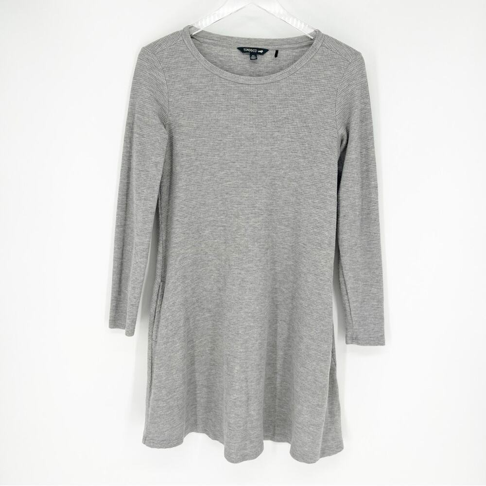 Toad&Co Long Sleeve Waffle Knit Dress Women's XS Gray Outdoor Casual